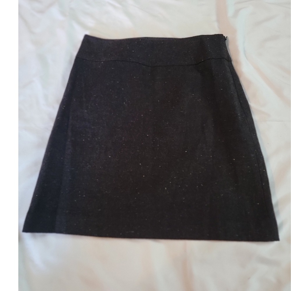 Ann Taylor Women 0 Charcoal Grey Wool Blend Tweed Textured A-Line Mini Skirt - Picture 1 of 6